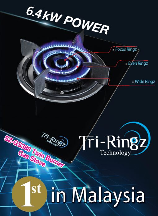 SENZ SZ-GS388 Tri-Ringz Twin Burner Gas Stove - Image 3