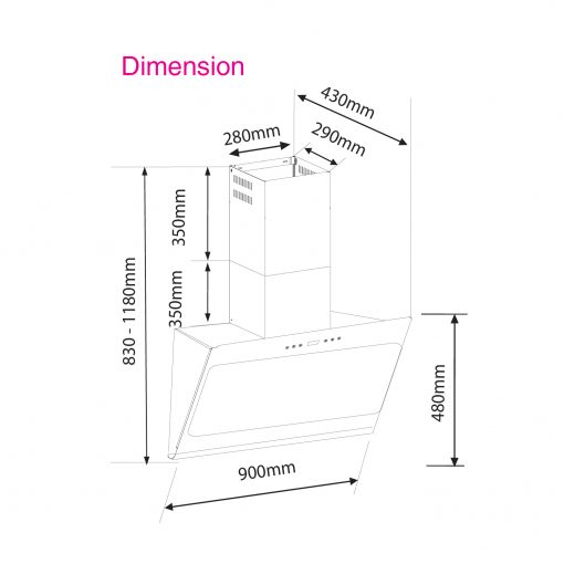 SZ-CH9388AC Heat Pro intelClean Cooker Hood - Image 6