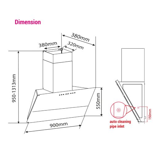 SENZ SZ-CH338i Twin Turbo Motor intelClean Cooker Hood - Image 5