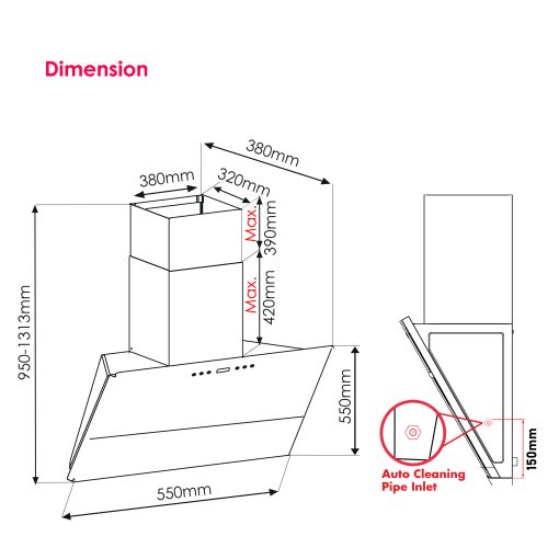SZ-CH938iAC Twin Turbo Motor intelClean Cooker Hood - Image 5