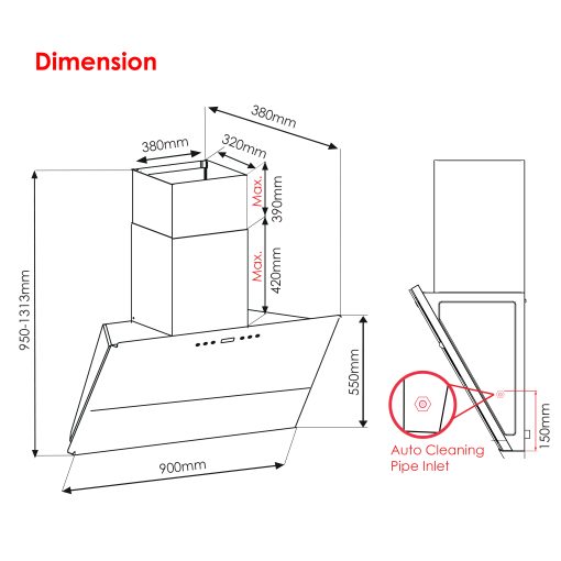SZ-CH938iAC Twin Turbo Motor intelClean Cooker Hood - Image 5