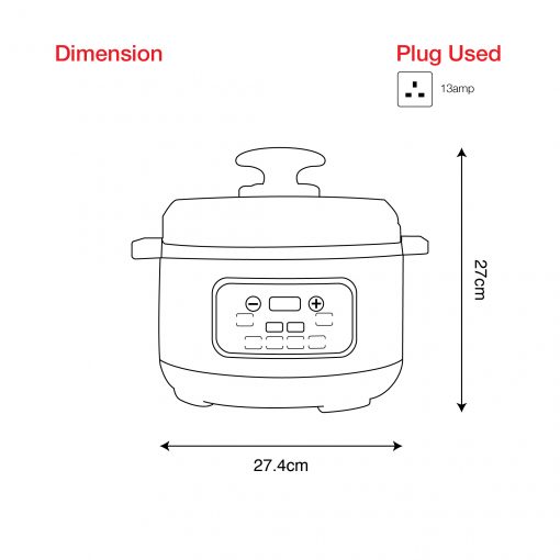 SZ-PC618 PINK 6 in 1 MultiCooker with Pressure Cooker Function - Image 10