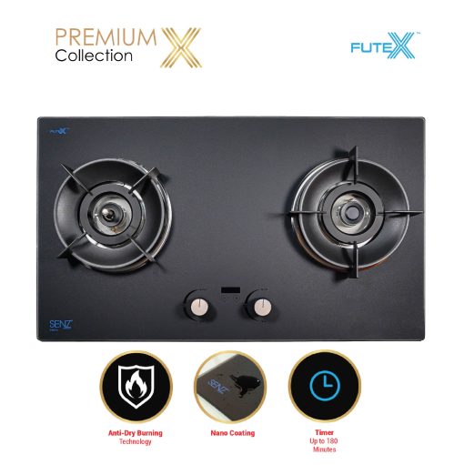 SENZ CRISTAL Anti-Dry Burning Technology Twin Burner Gas Stove