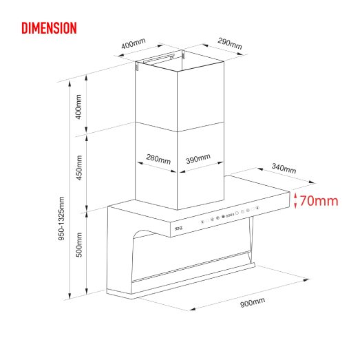SENZ SENSILLA DC L Shape Design Heat Pro intelClean Cooker Hood - Image 7