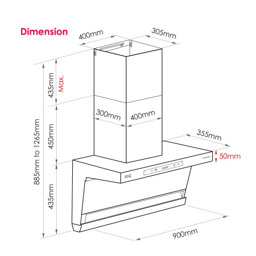SENZ ADEL Compact L Shape HeatPro intelClean Cooker Hood - Image 7