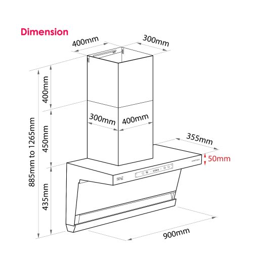 SENZ ADEL Compact L Shape HeatPro intelClean Cooker Hood - Image 7