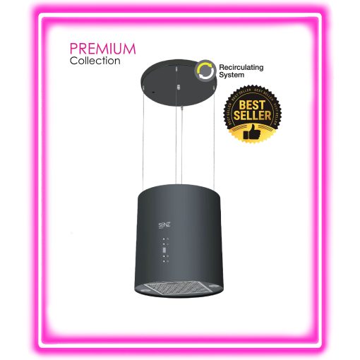 SENZ BRILLO Black Matt Surface Designer Island Hood with Remote Control
