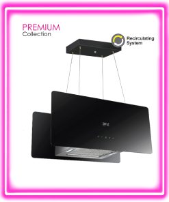 SENZ SERENO Black Glass Designer Island Hood 750mm with Remote Control