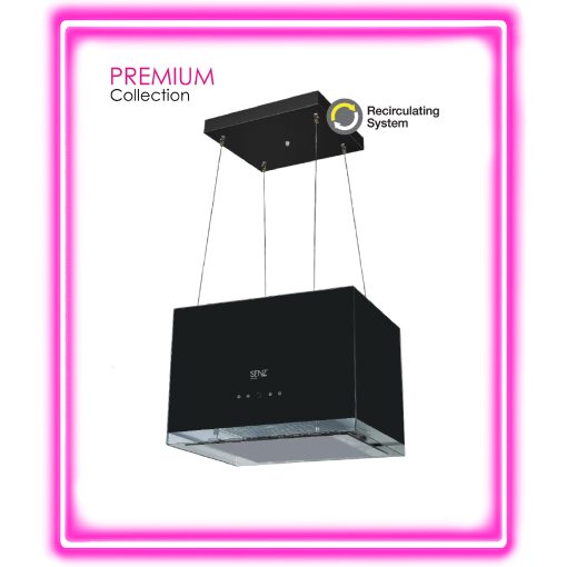 SENZ VENTE Black Glass Designer Island Hood with Remote Control