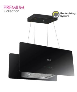 SENZ SERENO Black Glass Designer Island Hood 750mm with Remote Control