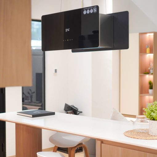 SENZ SERENO Black Glass Designer Island Hood 750mm with Remote Control - Image 2