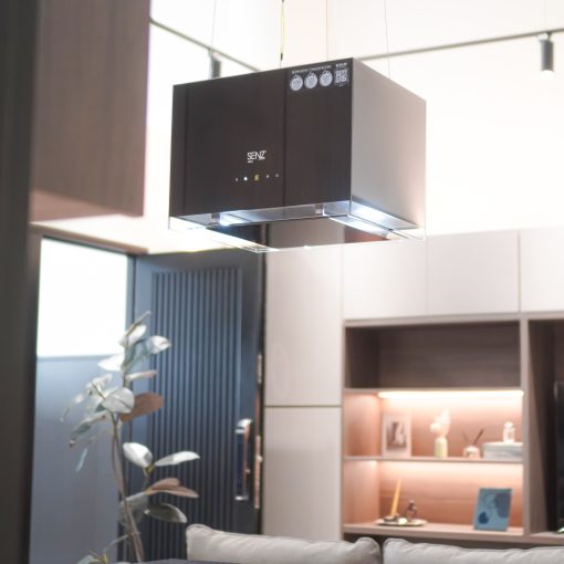 SENZ VENTE Black Glass Designer Island Hood with Remote Control - Image 2