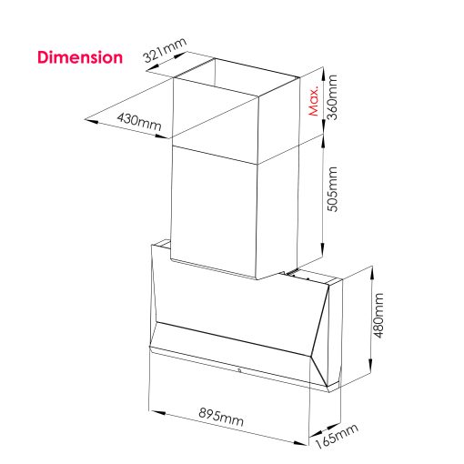 SENZ ZAFFIRO DC Diamond Shape intelClean Cooker Hood - Image 5