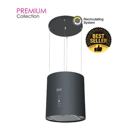SENZ BRILLO Black Matt Surface Designer Island Hood with Remote Control