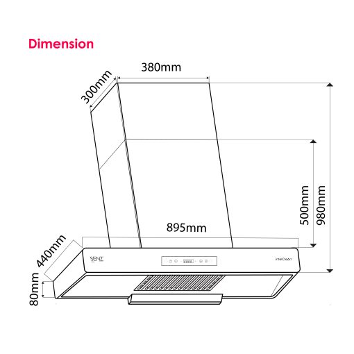 SENZ VERA T Shape HeatPro intelClean Cooker Hood - Image 6