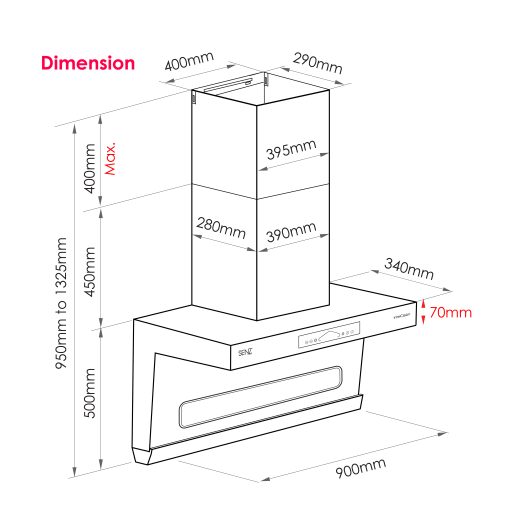 SENZ STELLA DC L Shape HeatPro intelClean Cooker Hood - Image 5