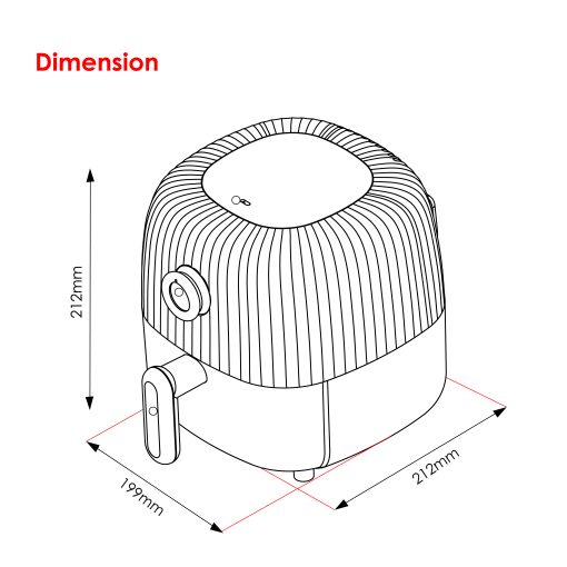 SZ-AF2L02 APPLE GREEN Retro Mini Air Fryer - Image 6