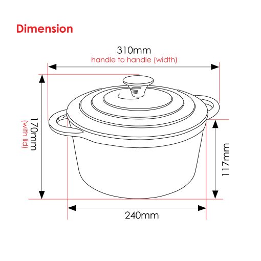 SZ-CW02 Enamel Cast Iron Pot 24cm - Mint - Image 2