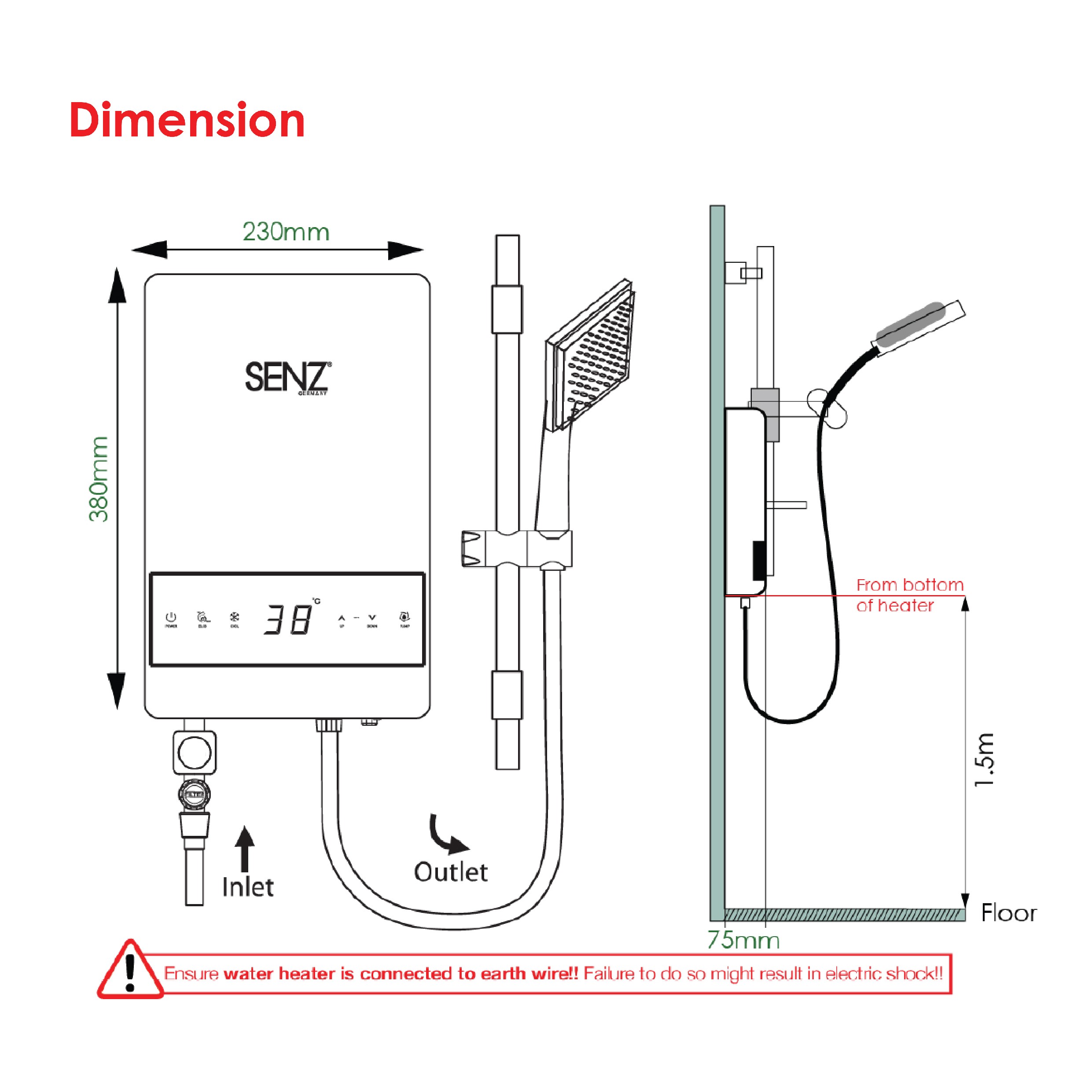 SZ-WH1018i-DGT EcoPro Fully Digital Water Heater - Horizon Digital Valve (Titanium) - Image 2