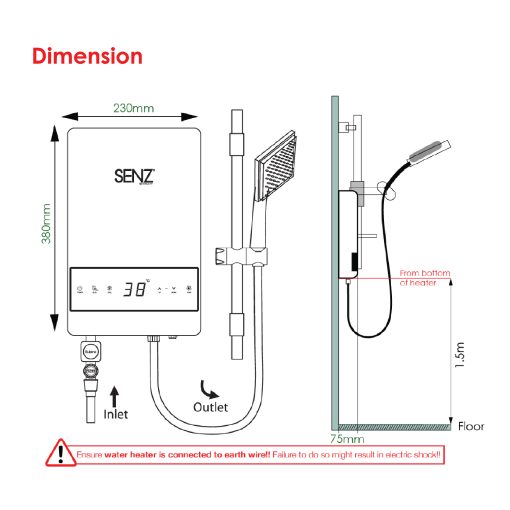 SZ-WH1018-MT EcoPro Fully Digital Water Heater - Horizon Manual Valve (Titanium) - Image 2