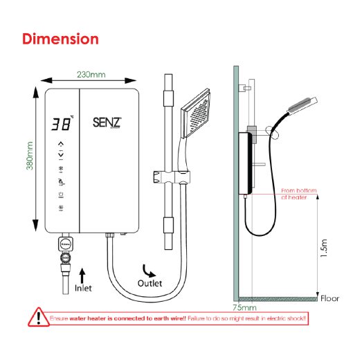 SZ-WH2028-MT EcoPro Fully Digital Water Heater - Vertik Manual Valve (Titanium) - Image 2