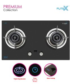 SENZ SAPPHIRE Tri-Ringz Twin Burner Gas Stove with Timer