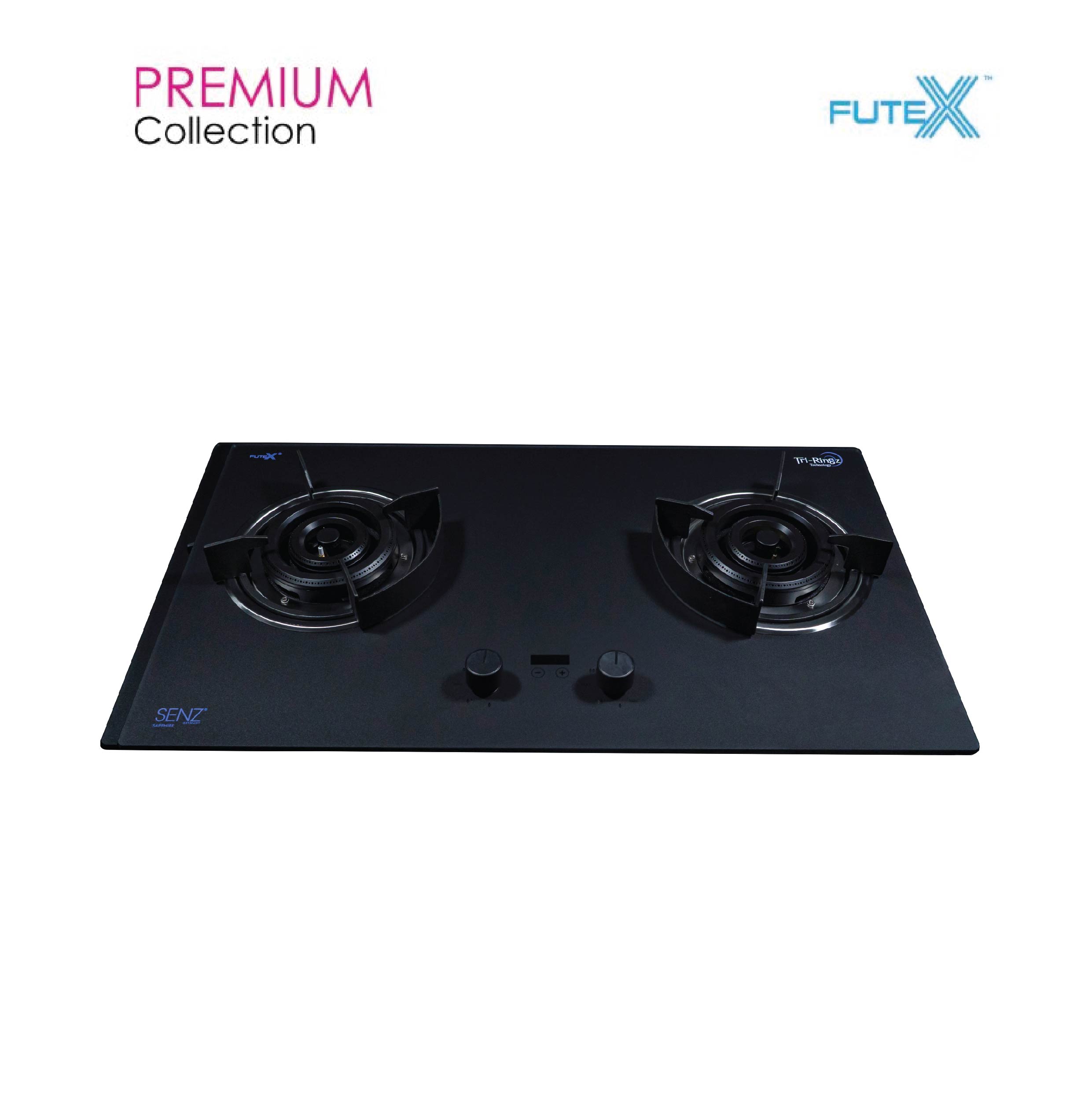 SENZ SAPPHIRE Tri-Ringz Twin Burner Gas Stove with Timer - Image 3