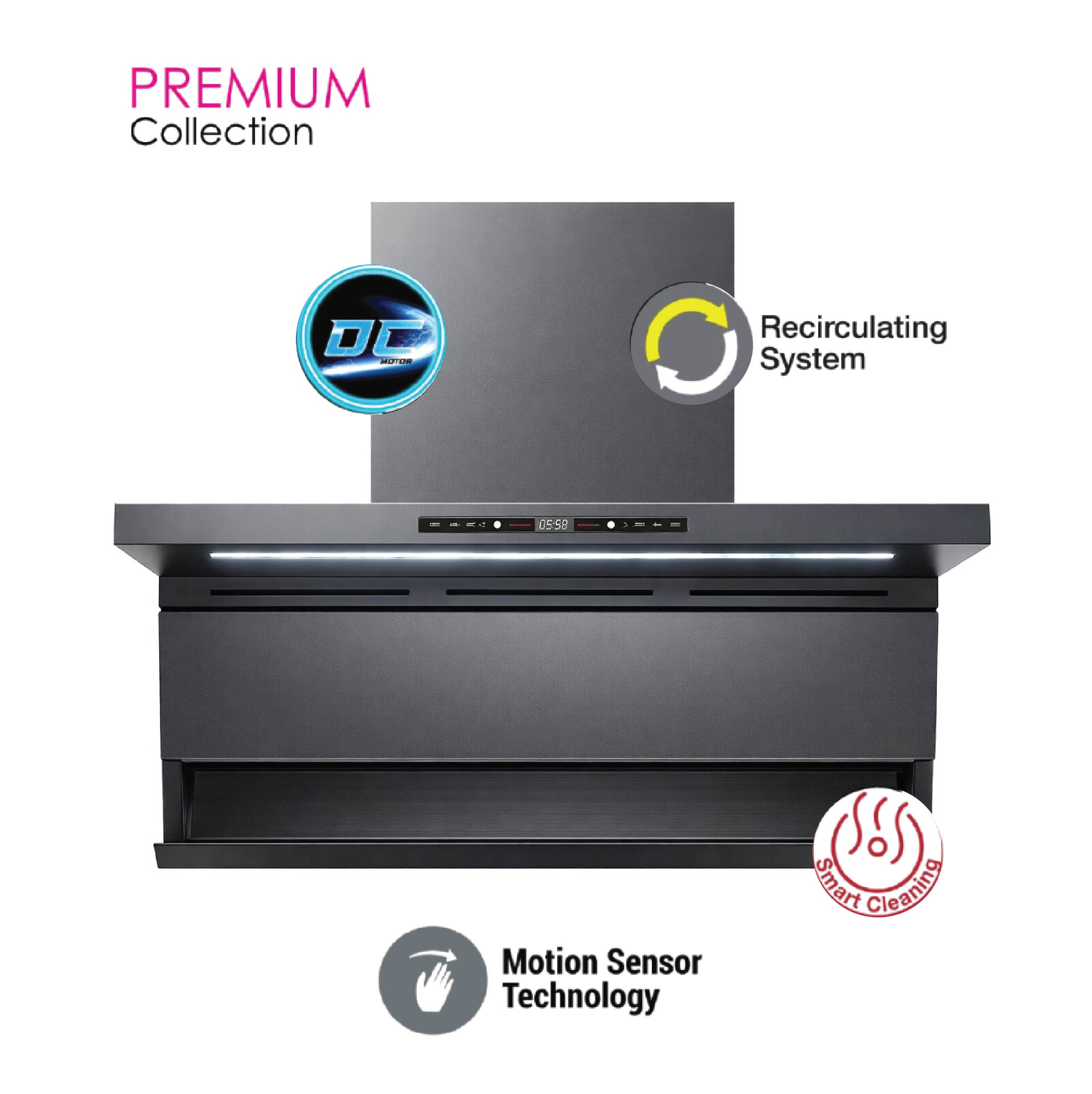 SENZ INARA Hybrid L Shape HeatPro intelClean Cooker Hood